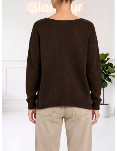 Maglioncino Basic Moro Donna con Scollo a V | Zahjr