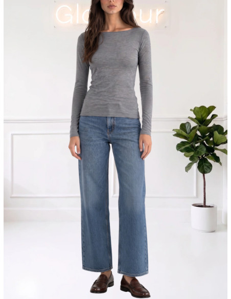 Maglia Misto Cashmere Grigio Scollo a Barca | Motel