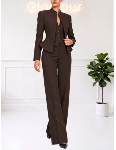 Giacca Sartoriale Sfiancata Moro con Collo alla Coreana -...