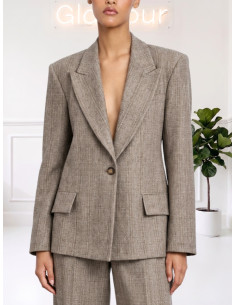 Giacca Blazer Spigata Taupe Donna | KingKong