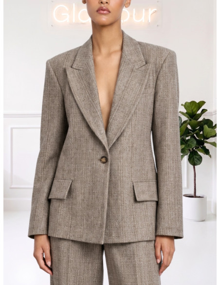Giacca Blazer Spigata Taupe Donna | KingKong