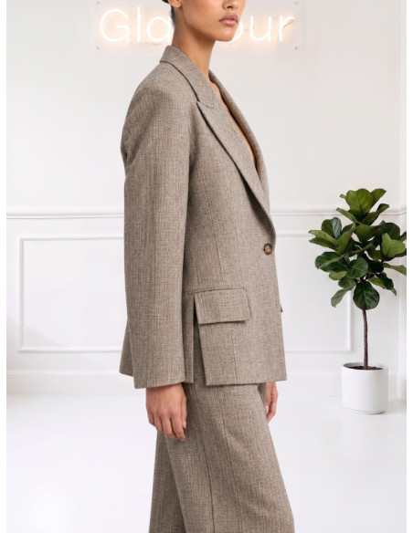 Giacca Blazer Spigata Taupe Donna | KingKong
