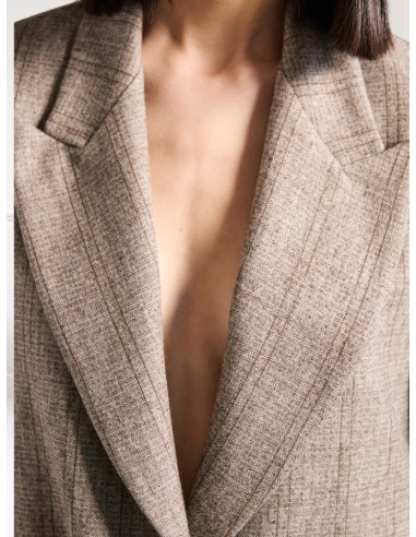 Giacca Blazer Spigata Taupe Donna | KingKong