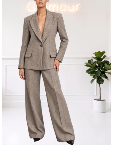 Giacca Blazer Spigata Taupe Donna | KingKong