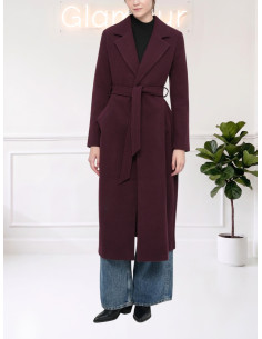 Cappotto Lungo Bordeaux con Cintura Donna | Vero Moda