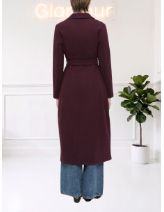 Cappotto Lungo Bordeaux con Cintura in Vita - Vero Moda