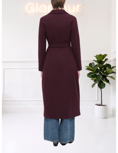 Cappotto Lungo Bordeaux con Cintura Donna | Vero Moda