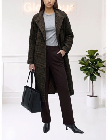 Cappotto Lungo Check Cioccolato Donna | Vero Moda