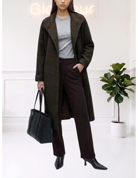 Cappotto Lungo Check Cioccolato Donna | Vero Moda