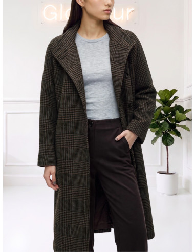 Cappotto Lungo Check Cioccolato Donna | Vero Moda