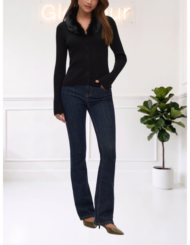 Cardigan Nero con Ecopelliccia Removibile | Vero Moda