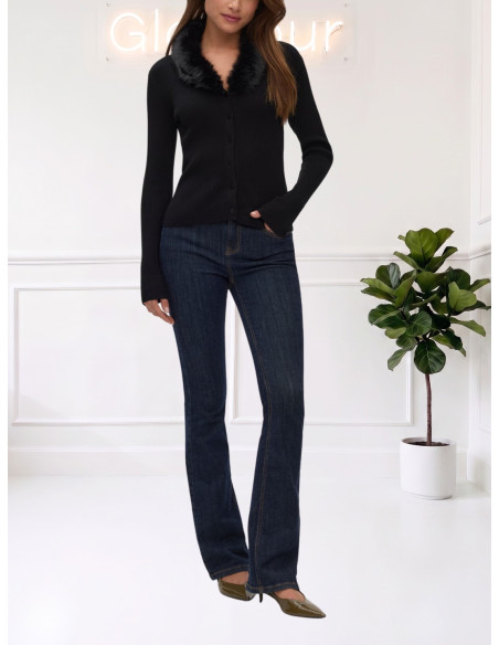 Cardigan Nero con Ecopelliccia Removibile | Vero Moda
