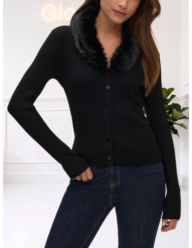 Cardigan Nero con Ecopelliccia Removibile | Vero Moda