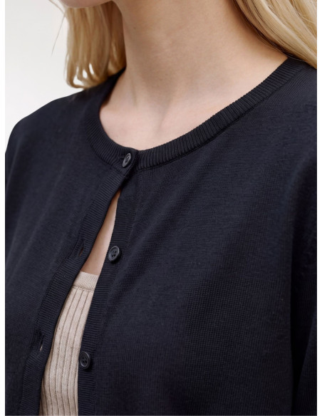 Cardigan Nero in Lana Merino con Bottoni | Vero Moda
