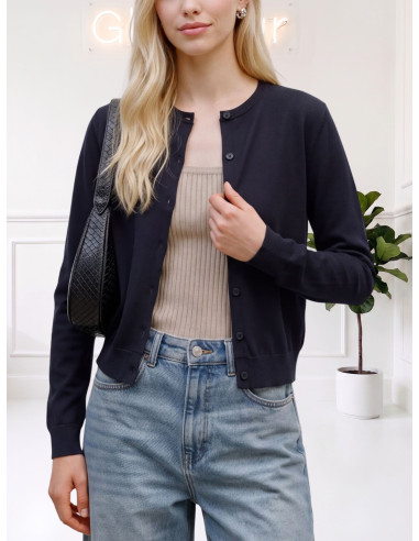 Cardigan Nero in Lana Merino con Bottoni | Vero Moda