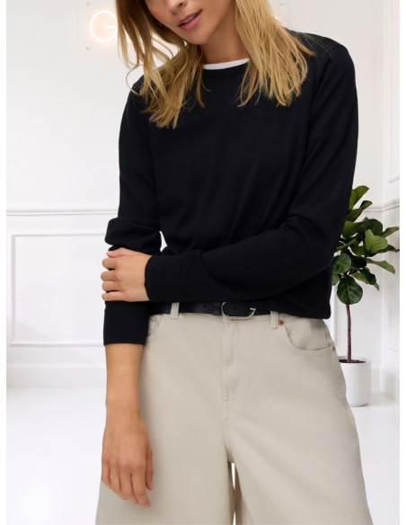 Maglioncino Nero Girocollo in Lana Merino | Vero Moda