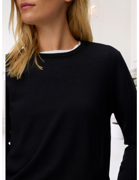 Maglioncino Nero Girocollo in Lana Merino | Vero Moda