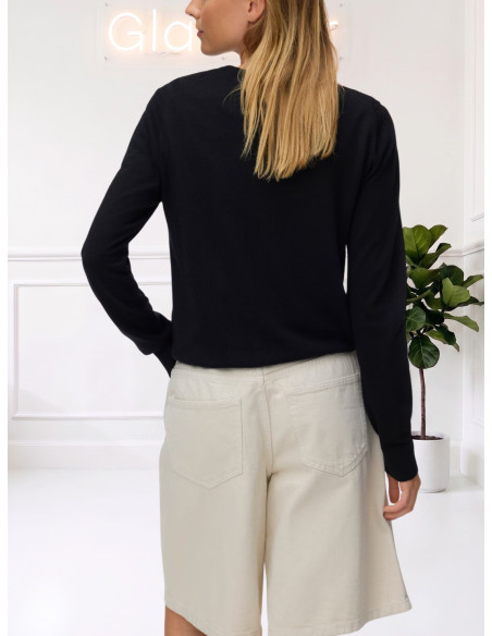 Maglioncino Nero Girocollo in Lana Merino | Vero Moda