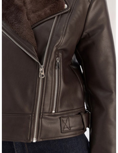 Giacca Biker Ecopelle e Pelliccia Moro | Vero Moda