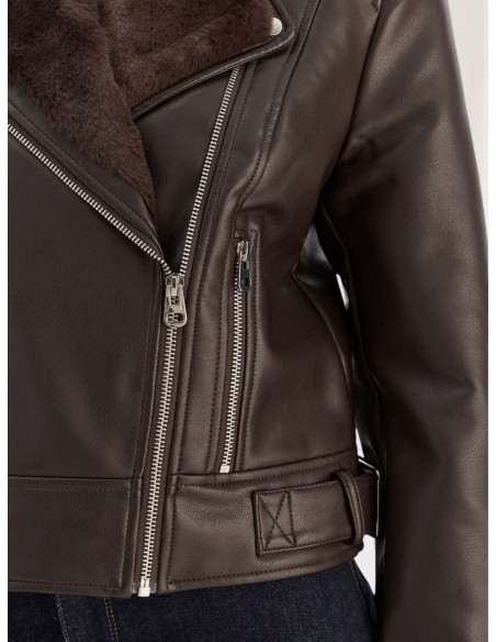 Giacca Biker Ecopelle e Pelliccia Moro | Vero Moda