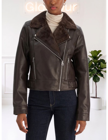 Giacca Biker Ecopelle e Pelliccia Moro | Vero Moda