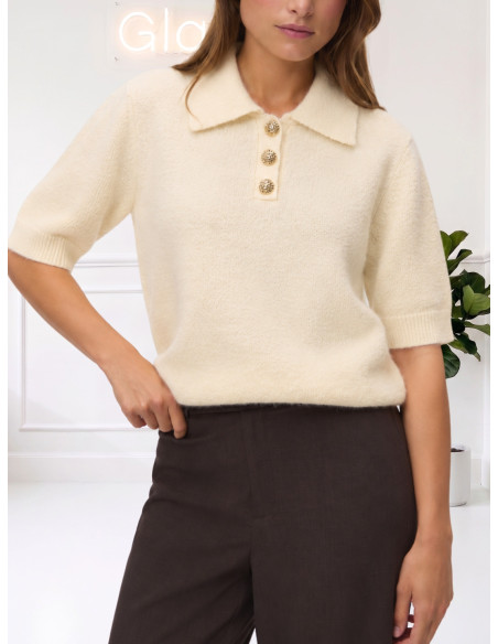 Pullover Panna con Bottoni Gioiello Donna | Vero Moda