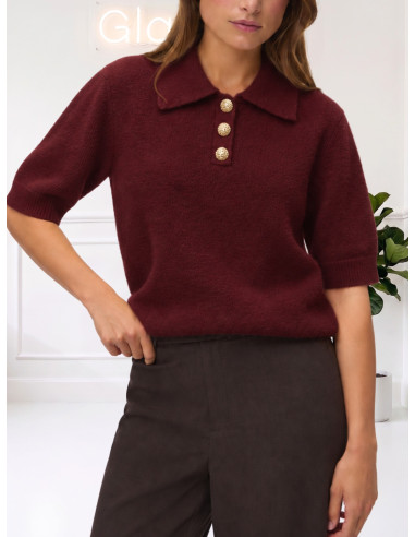Pullover Bordeaux con Bottoni Gioiello | Vero Moda