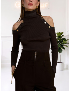 Maglia Dolcevita Spalle Scoperte Moro | No Secrets