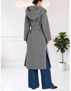 Cappotto lungo con cintura GRIGIO 9688-2MRK