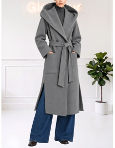 Cappotto lungo con cintura GRIGIO 9688-2MRK