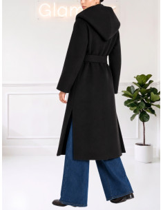 Cappotto lungo con cintura NERO 9688-2MRK