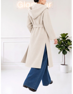 Cappotto lungo con cappuccio e cintura CASHA9688-2MRK