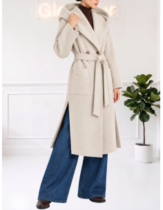 Cappotto lungo con cappuccio e cintura CASHA9688-2MRK