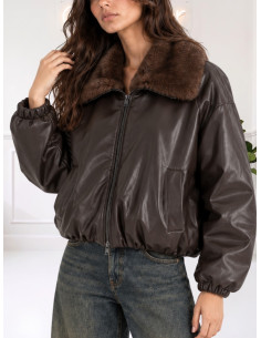 Bomber ecopelle con pelliccia MORO
