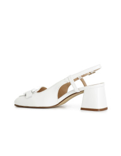 Scarpa Slingback in Nappa con Morsetto Bianca - CafèNoir
