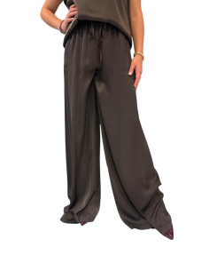 PANTAPALAZZO SATIN ELASTICO DONNA ELEGANTE GAMBA AMPIA