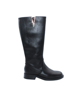 Stivale Cavallerizza Nero con Accessorio a V | Mariella Burani