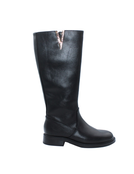 Stivale Cavallerizza Nero con Accessorio a V | Mariella Burani