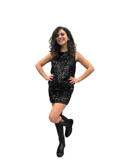 Top full paillettes spalla larga