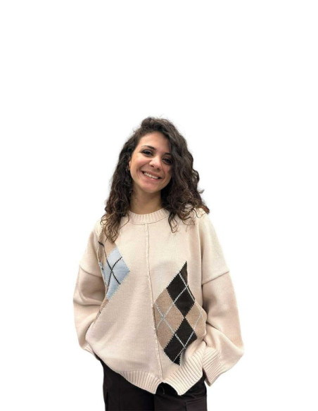 Maglione rombi rigo centrale