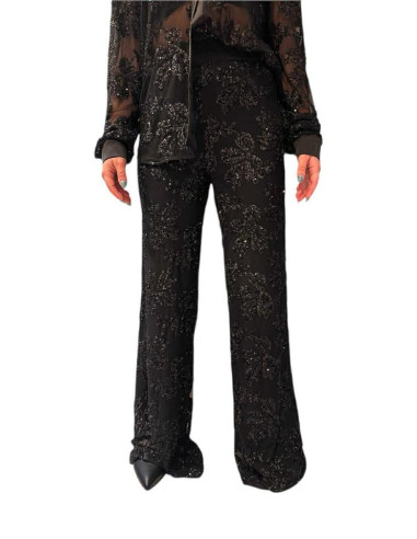 Pantalone tulle inserto paillettes