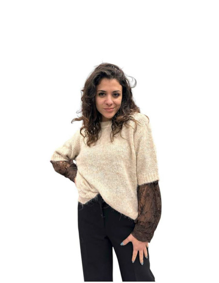 Maglioncino manica corta misto lana