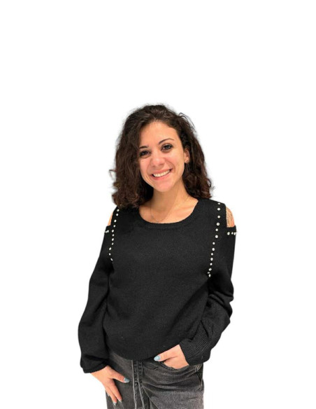 Maglia cut con applicazioni strass