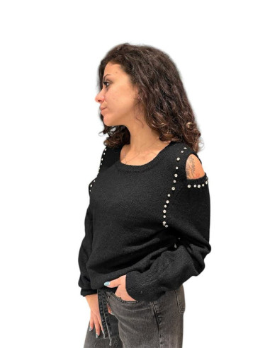 Maglia cut con applicazioni strass