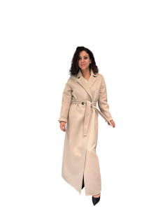 Cappotto Lungo Doppiopetto Beige in Lana | Le Streghe