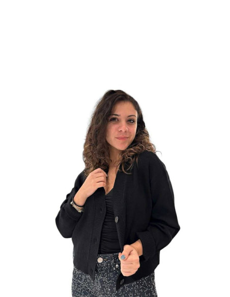 Cardigan scollo V bottoni in tinta