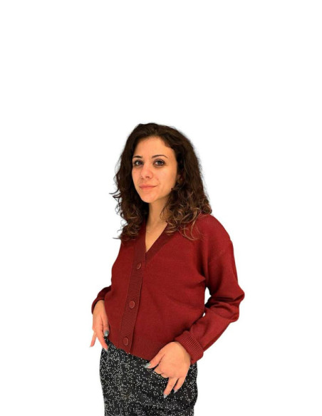 Cardigan scollo V bottoni in tinta