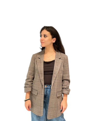 Blazer gessato polsino arricciato