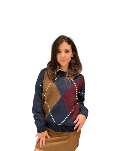 Maglione intarsio rombi