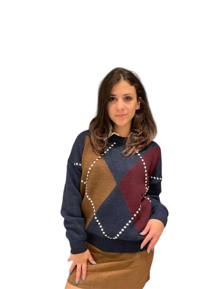 Maglione intarsio rombi